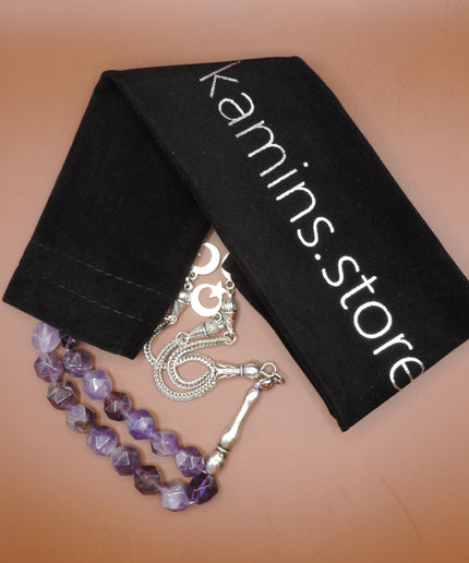 Natural amethyst tasbih prayer beads with purple gemstones