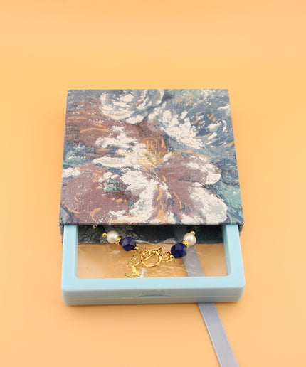 Pearl, Lapis & Green Agate Bracelet