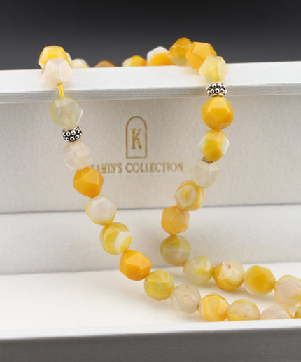 Yellow Agate Tasbih – Hexagonal Cut