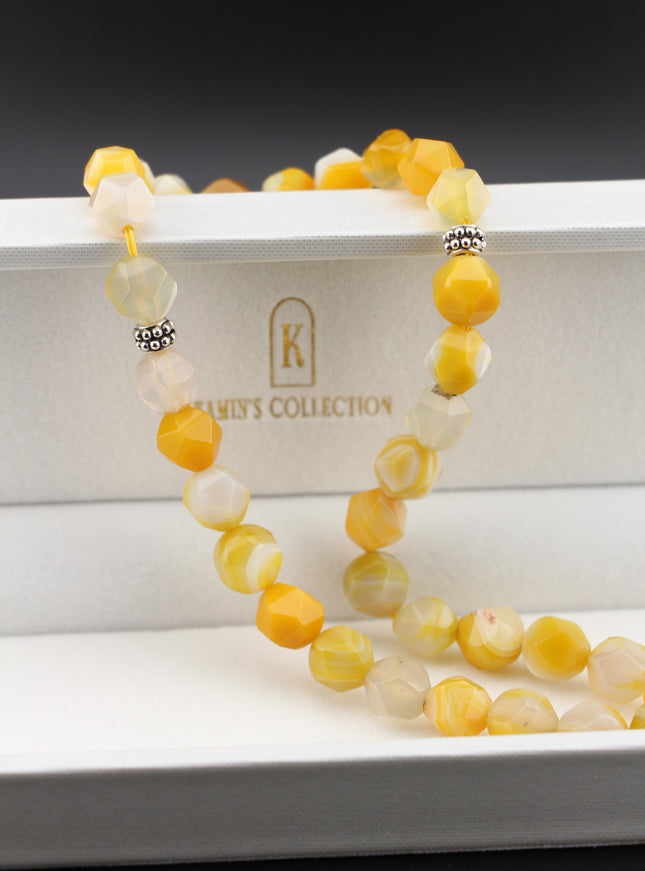 Yellow Agate Tasbih – Hexagonal Cut