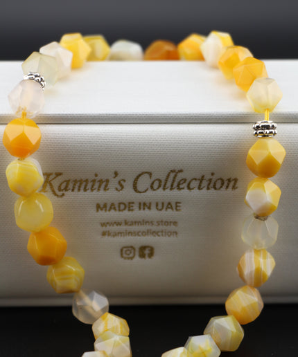 Yellow Agate Tasbih – Hexagonal Cut