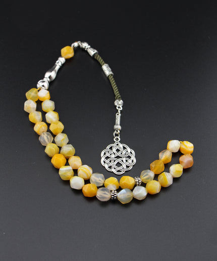 Yellow Agate Tasbih – Hexagonal Cut