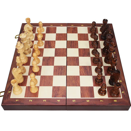 Solid Wood Chess Set - Foldable Board Game