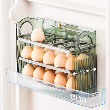 Auto Flip Egg Organizer - Multi-Layer Storage Tray