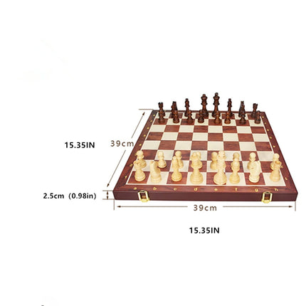Solid Wood Chess Set - Foldable Board Game