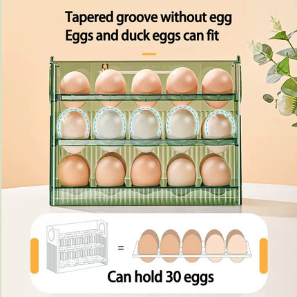 Auto Flip Egg Organizer - Multi-Layer Storage Tray