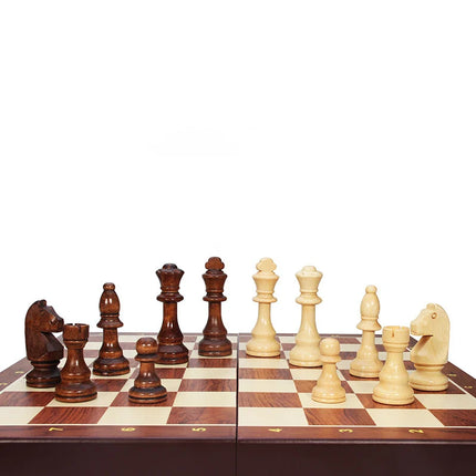 Solid Wood Chess Set - Foldable Board Game