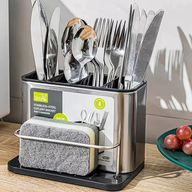 Stainless Steel Cutlery Holder - Kitchen Organizer