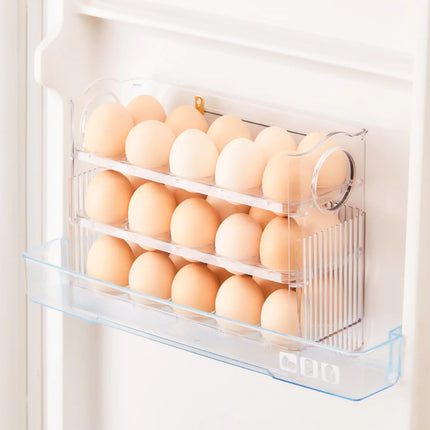 Auto Flip Egg Organizer - Multi-Layer Storage Tray