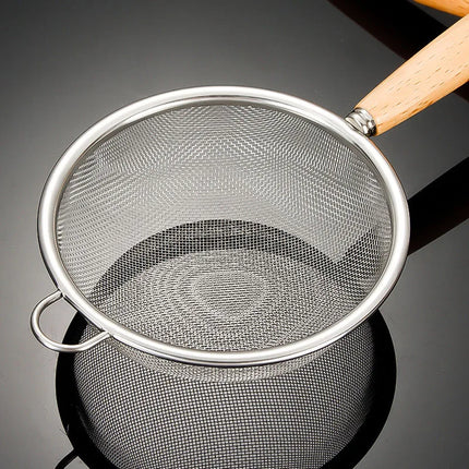 Stainless Steel Mesh Strainer with Wooden Handle