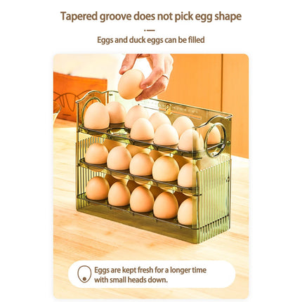 Auto Flip Egg Organizer - Multi-Layer Storage Tray