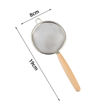 Stainless Steel Mesh Strainer with Wooden Handle