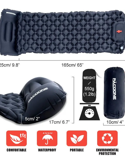 Ultralight Camping Air Mattress with Built-in Pump
