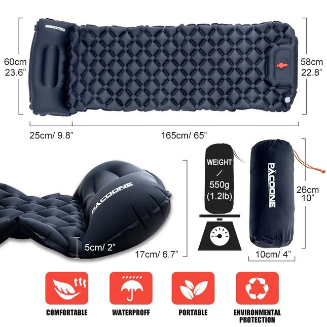 Ultralight Camping Air Mattress with Built-in Pump