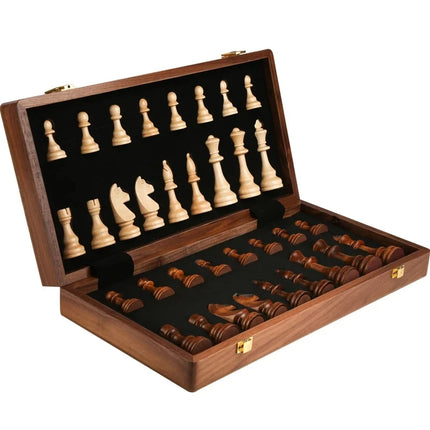 Solid Wood Chess Set - Foldable Board Game