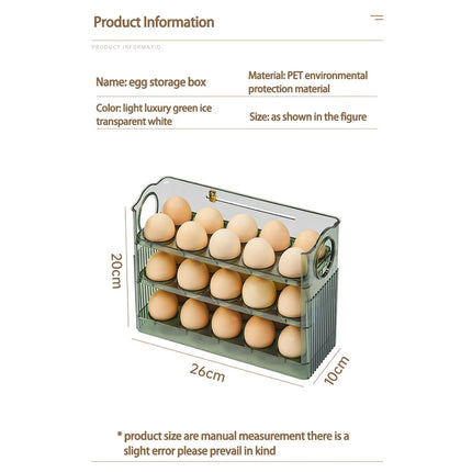Auto Flip Egg Organizer - Multi-Layer Storage Tray