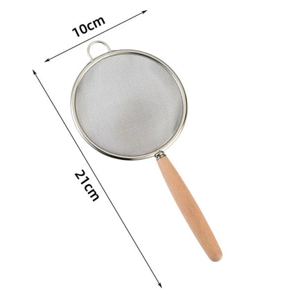 Stainless Steel Mesh Strainer with Wooden Handle