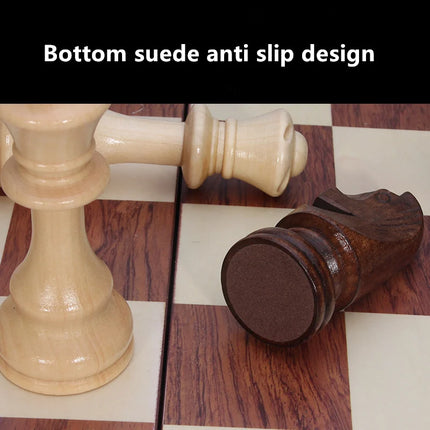Solid Wood Chess Set - Foldable Board Game