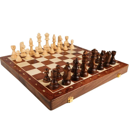 Solid Wood Chess Set - Foldable Board Game