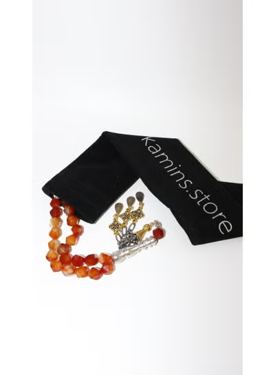 Natural red agate beads with distinctive banding patterns