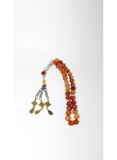 Red agate tasbih prayer beads with vibrant crimson color