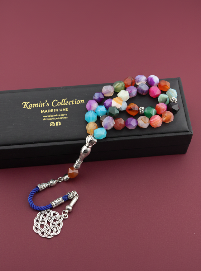 Multicolor Agate Prayer Beads