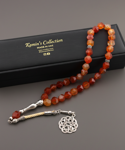 Red Agate Tasbih / Hexagonal Cut