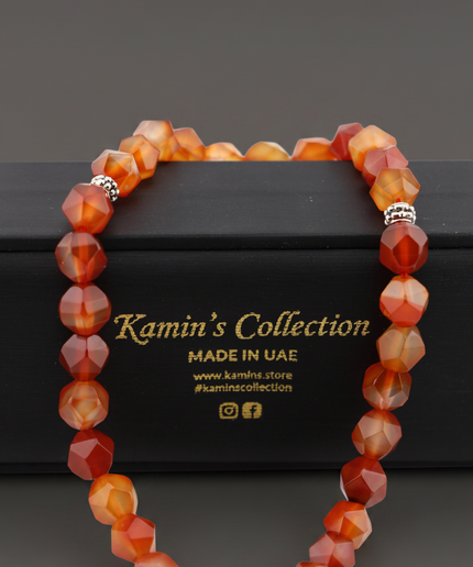 Red Agate Tasbih / Hexagonal Cut