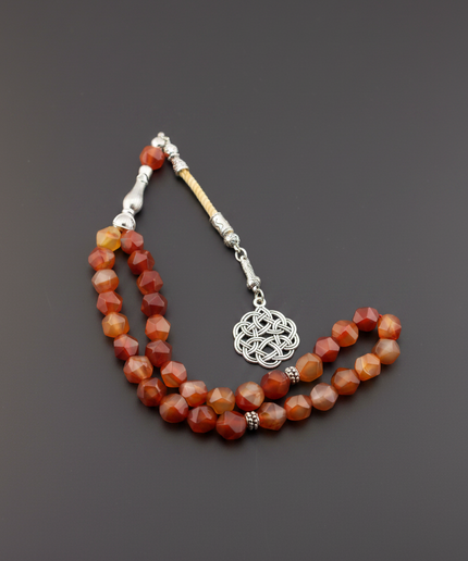 Red Agate Tasbih / Hexagonal Cut