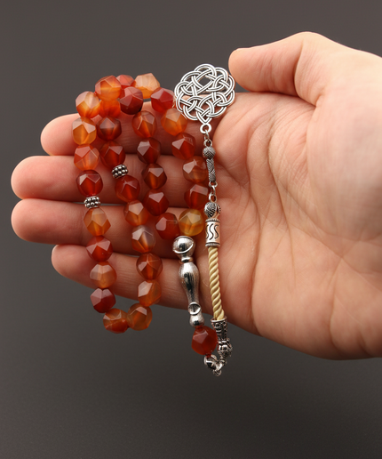 Red Agate Tasbih / Hexagonal Cut