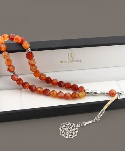 Red Agate Tasbih / Hexagonal Cut