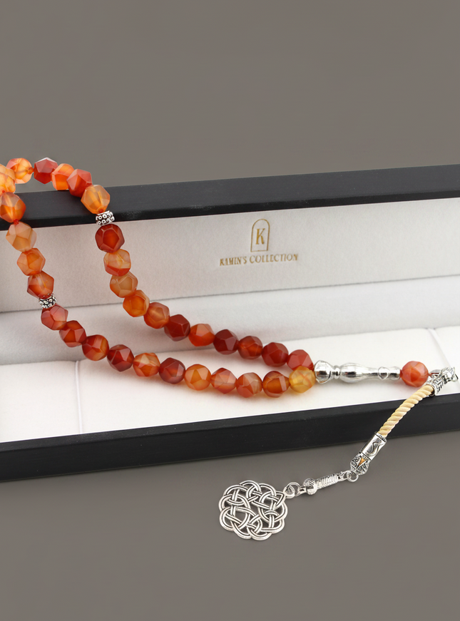 Red Agate Tasbih / Hexagonal Cut