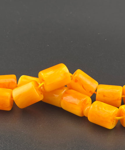 Russian Amber Tasbih – Honey Gold Barrel Beads Set Of 2
