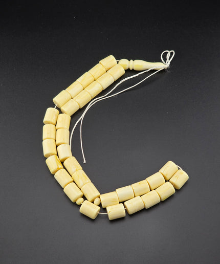 Russian Amber Tasbih – Ivory Barrel Beads Set Of 2