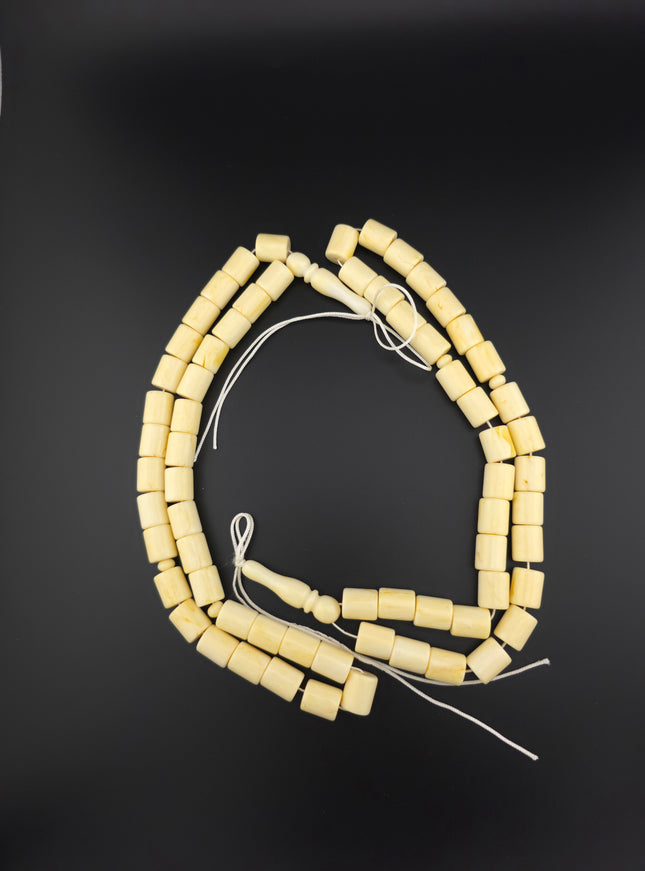 Russian Amber Tasbih – Ivory Barrel Beads Set Of 2