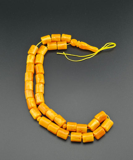 Russian Amber Tasbih – Honey Gold Barrel Beads Set Of 2